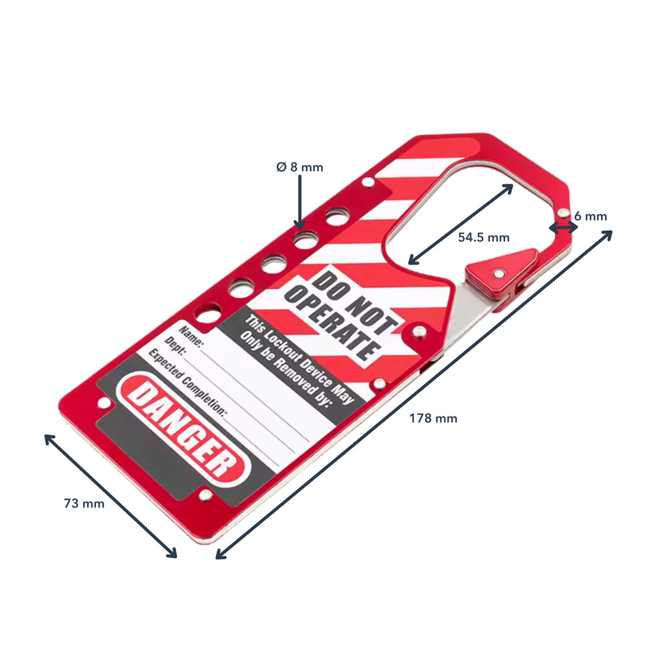 Labeled Safety Hasp - Aluminium